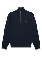 Fred Perry Men's Cotton Mezza Zip Sweatshirt Blue