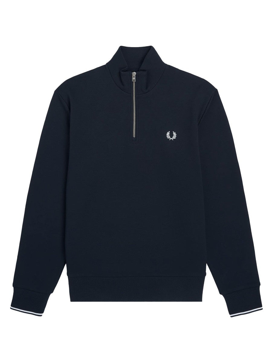 Fred Perry Men's Cotton Mezza Zip Sweatshirt Blue