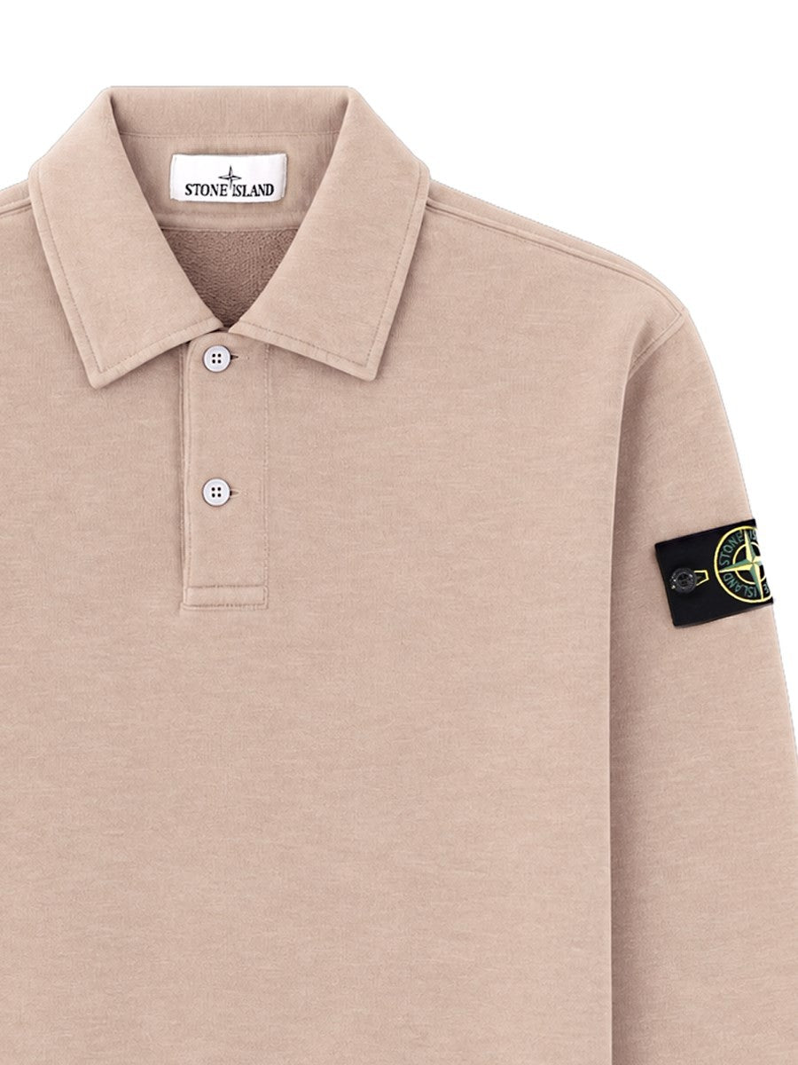 Stone Island Men's Oversize Sweatshirt with Collar Polo Beige, view 3