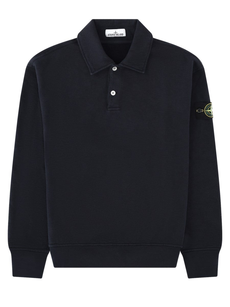 Stone Island Men's Oversize Sweatshirt with Collar Polo Blue