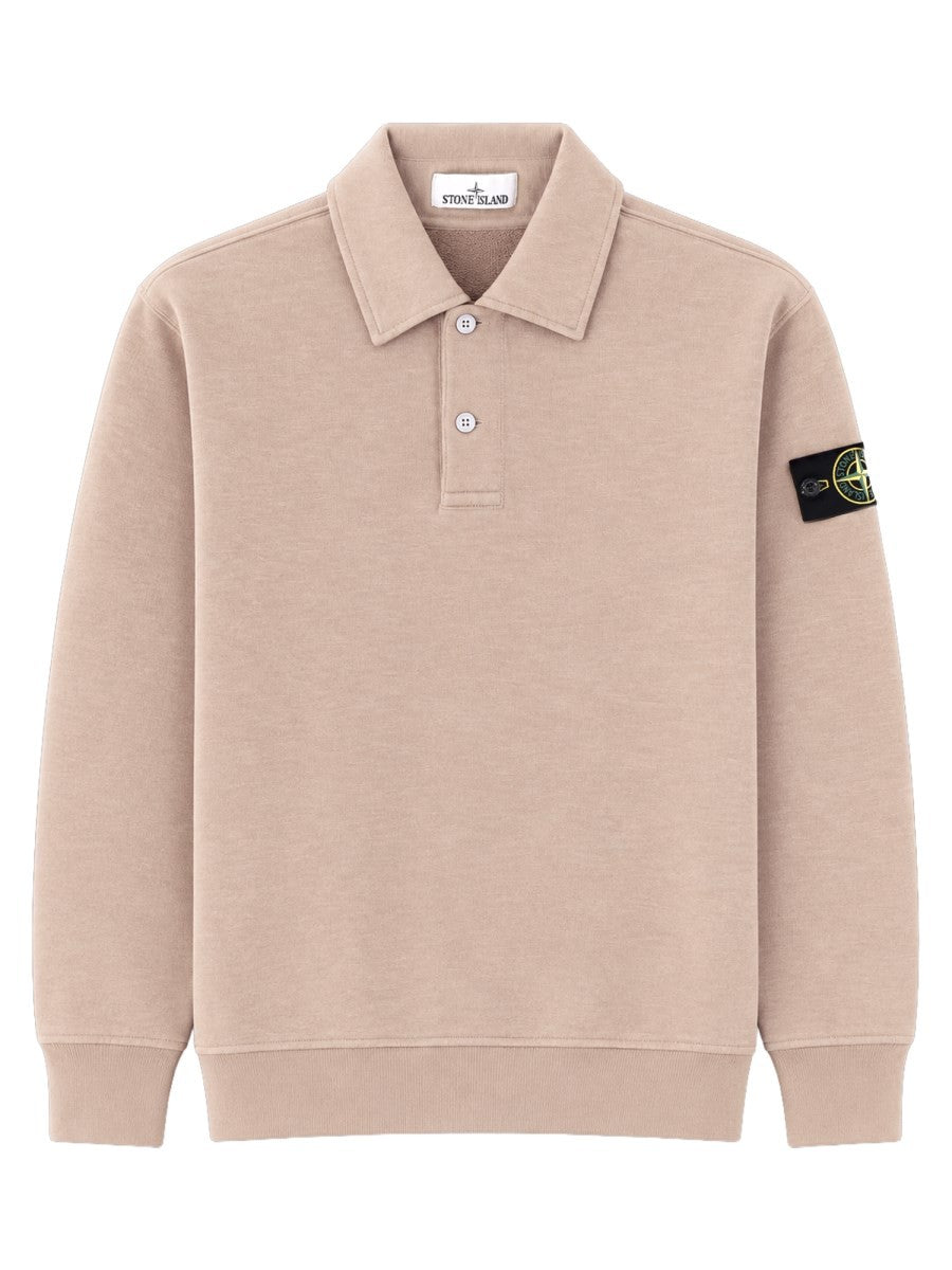 Stone Island Men's Oversize Sweatshirt with Collar Polo Beige