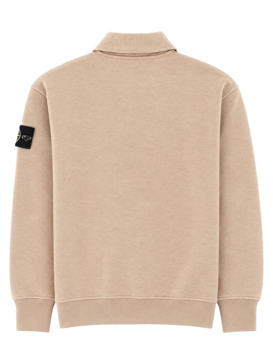 Stone Island Men's Oversize Sweatshirt with Collar Polo Beige, view 2