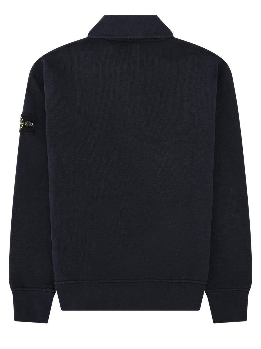 Stone Island Men's Oversize Sweatshirt with Collar Polo Blue