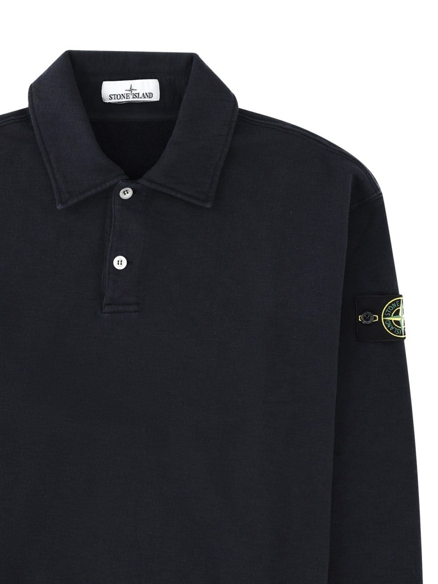 Stone Island Men's Oversize Sweatshirt with Collar Polo Blue