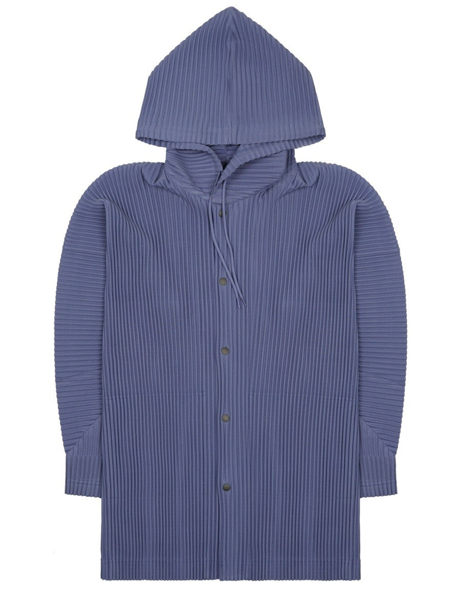 Homme Plisse Issey Miyake Men's Felpa Plissettata Con Bottoni Purple