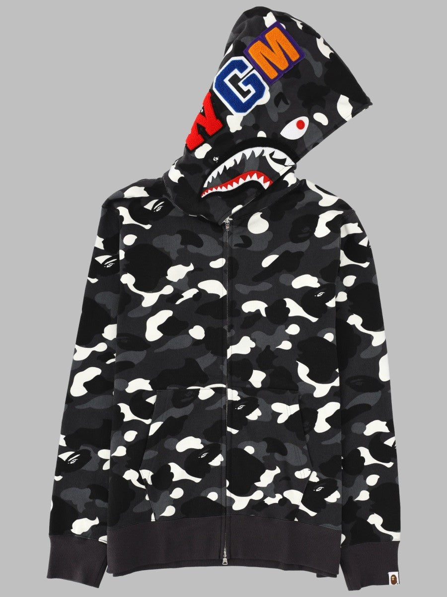 A Bathing Ape Men's Felpa Shark Con Zip Cappuccio Black