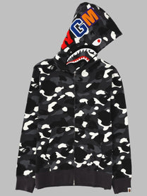 A Bathing Ape Men's Felpa Shark Con Zip Cappuccio Black