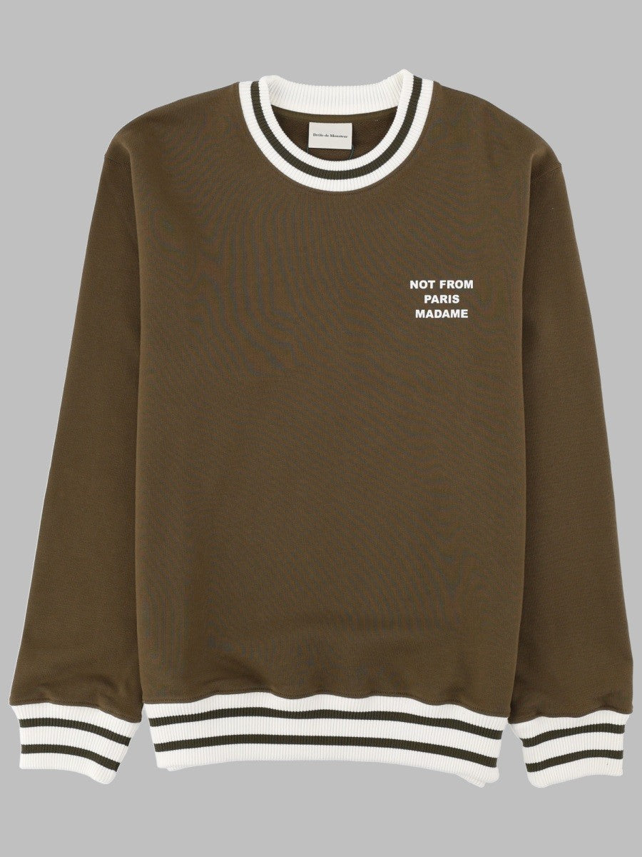 Drôle de Monsieur Men's Felpa Slogan Brown