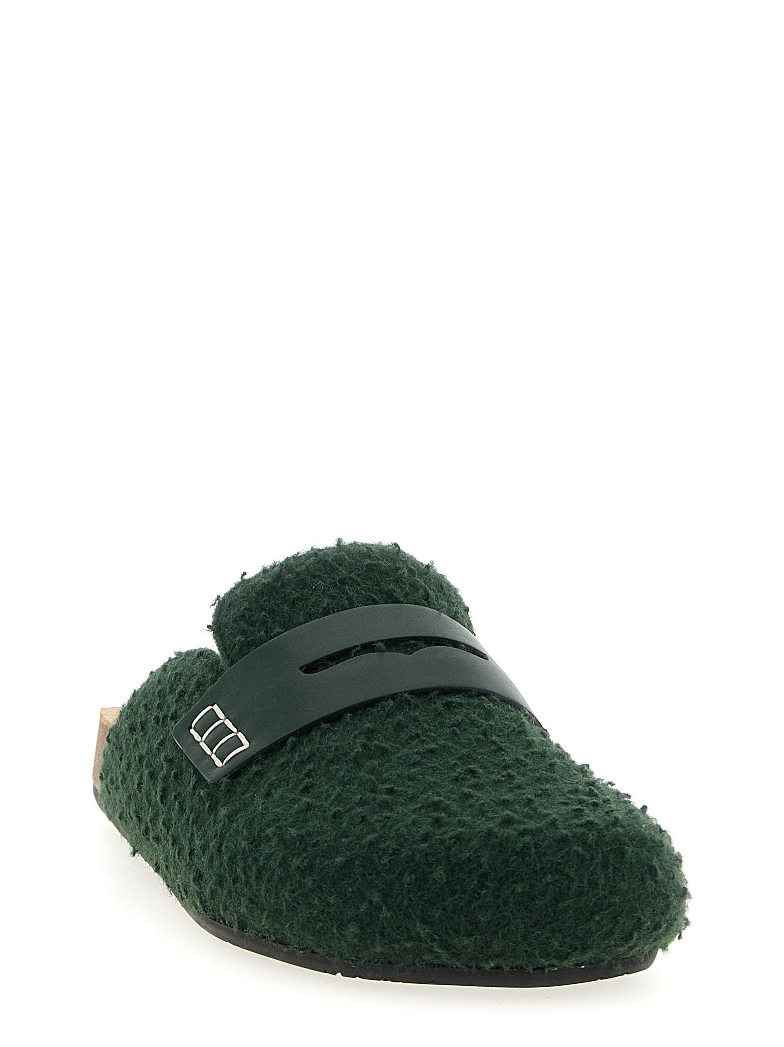 JW Anderson Felt Loafer Mules Green