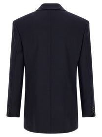 Saint Laurent Felted Wool Gabardine Blazer Jacket Blue