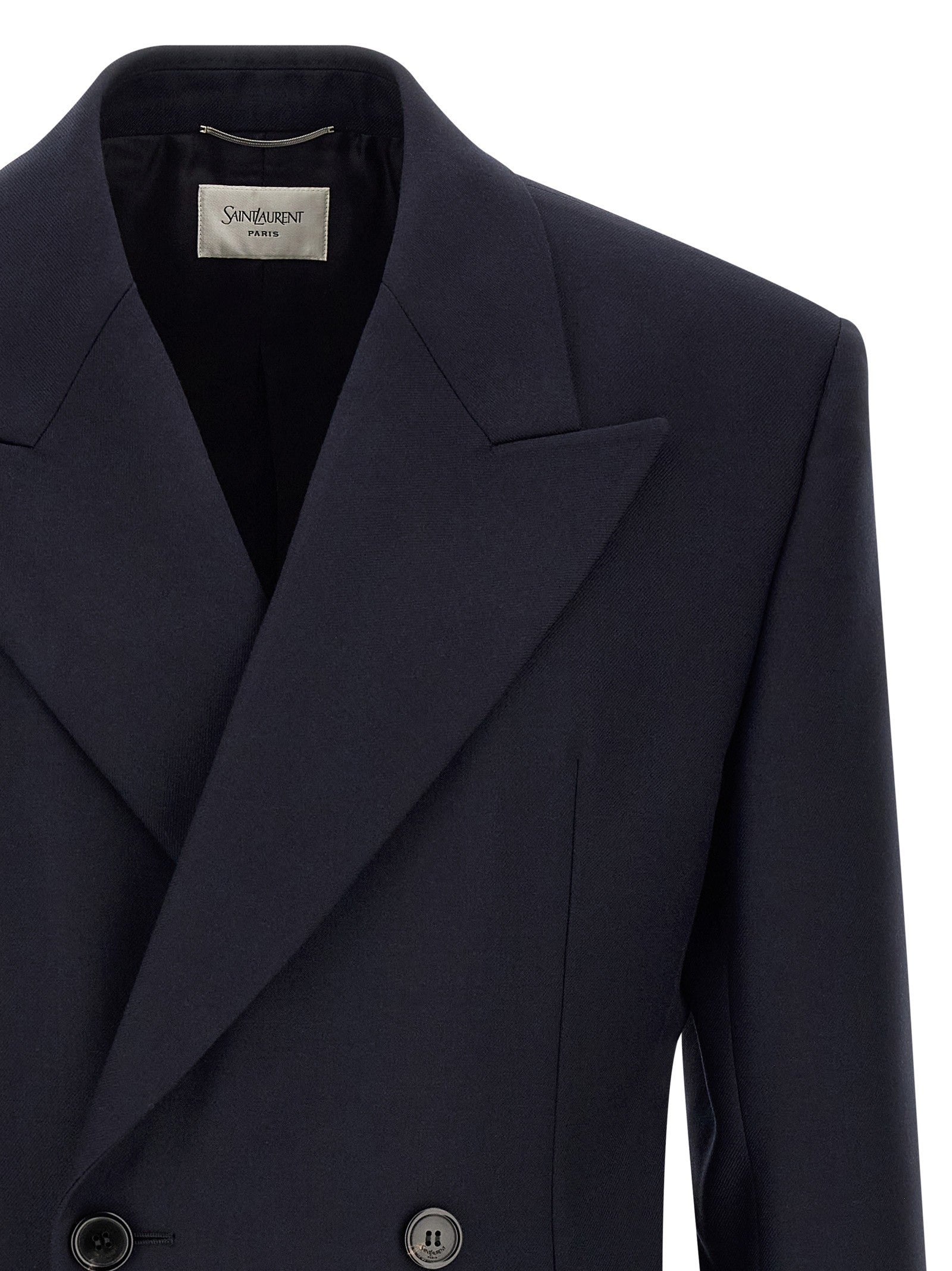 Saint Laurent Felted Wool Gabardine Blazer Jacket Blue