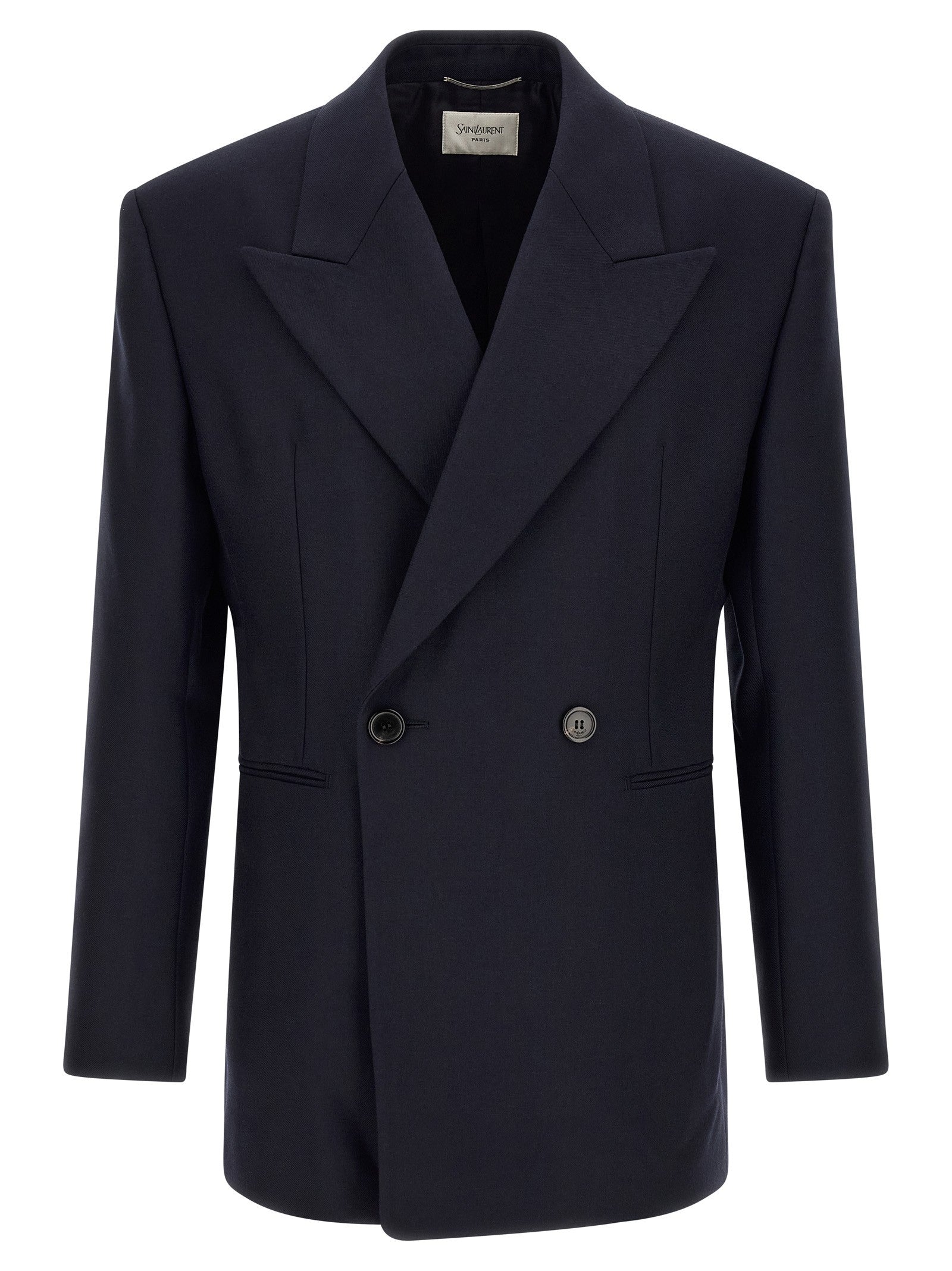 Saint Laurent Felted Wool Gabardine Blazer Jacket Blue