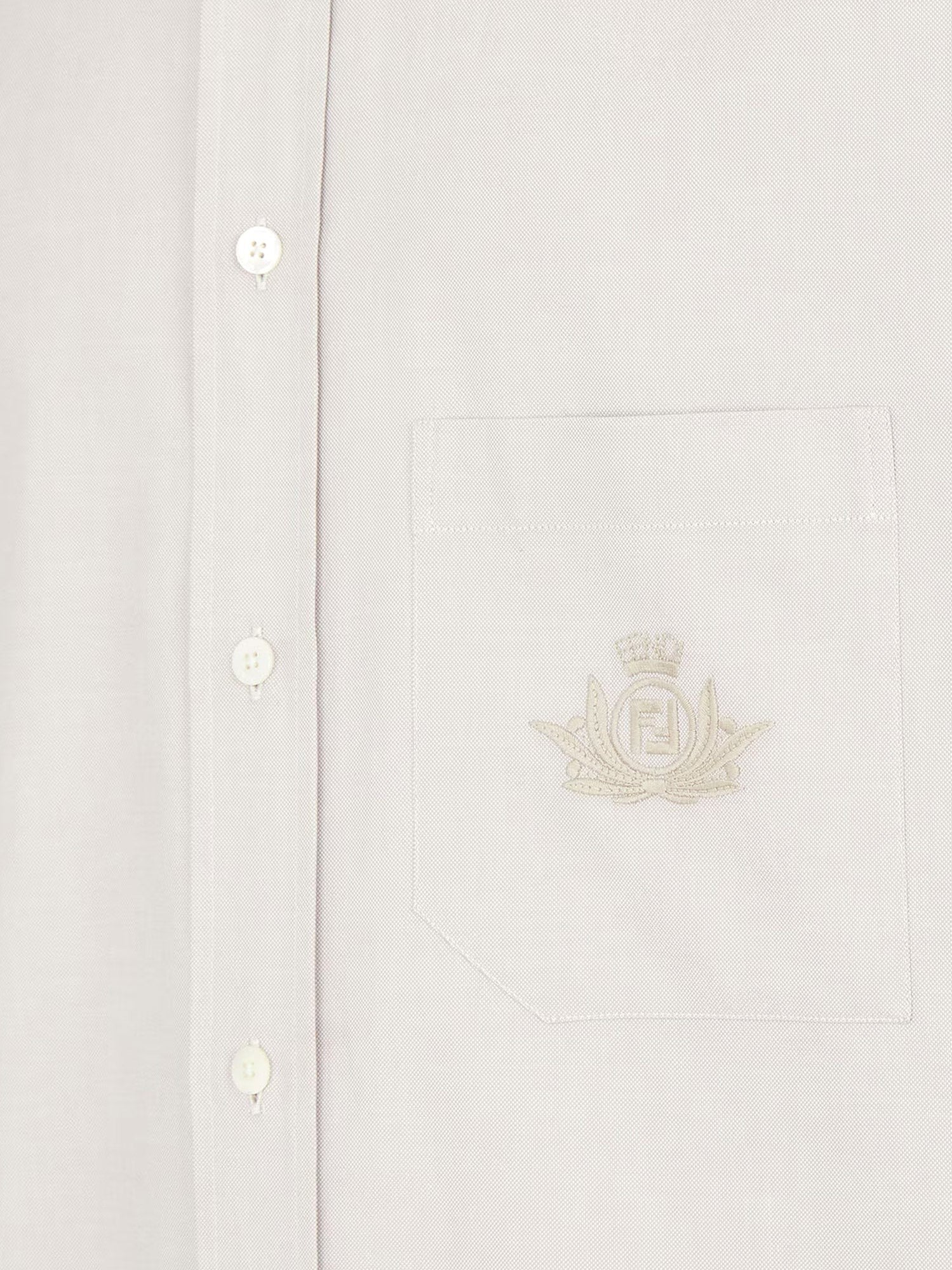Fendi - Fendi Oxford Shirt With Fendi Crest Embroidery - Men’s Tops
