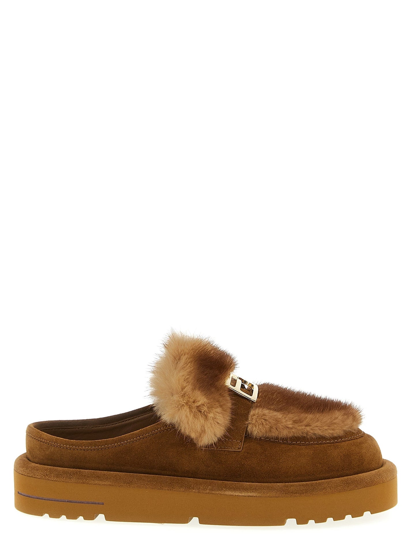 FENDI - FENDI - Suede and fur sabots - Women’s Shoes