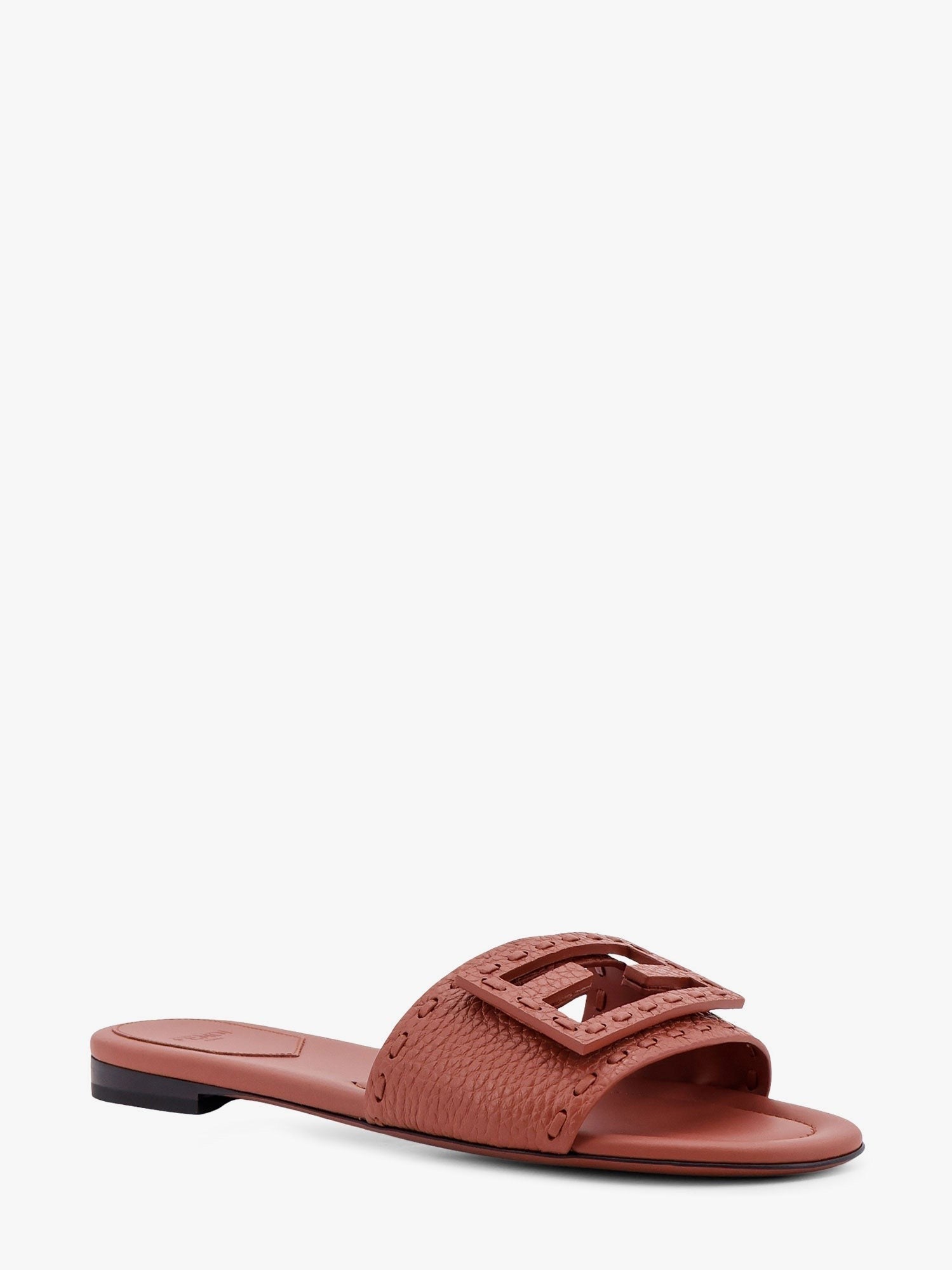 Fendi - Fendi Baguette Leather Slides With Macro Selleria Topstitches - Women’s Shoes