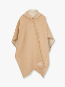Fendi - Fendi Wool And Cashmere Poncho With Leather Profiles - Woman-&gt;Clothing-&gt;Coats