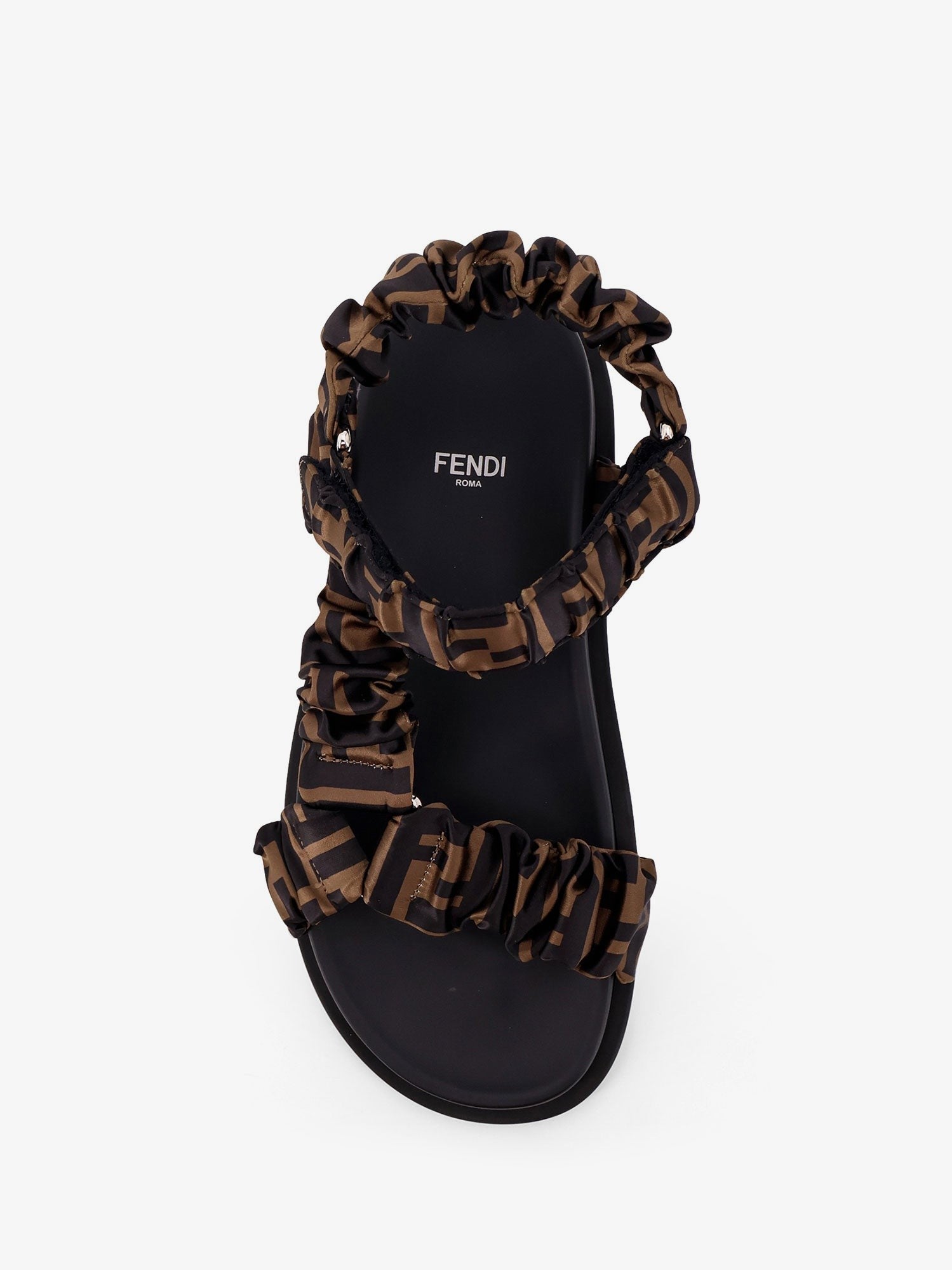 Fendi - Fendi Feel Elastic Satin Sandals With Ff Motif - Woman-&gt;Shoes-&gt;Sandals-&gt;Sandali bassi