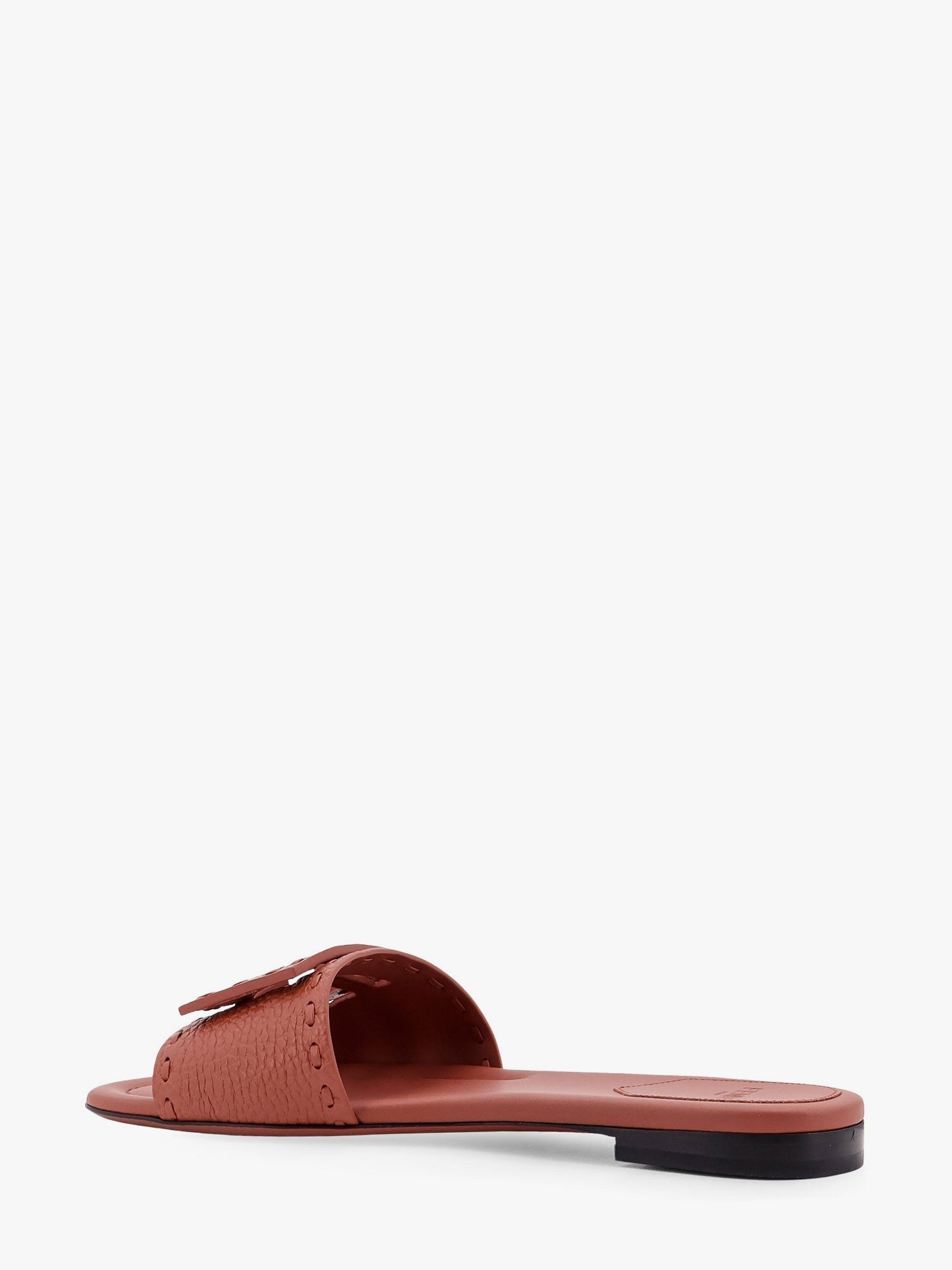 Fendi - Fendi Baguette Leather Slides With Macro Selleria Topstitches - Women’s Shoes