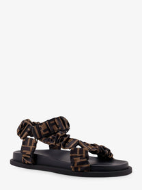 Fendi - Fendi Feel Elastic Satin Sandals With Ff Motif - Woman-&gt;Shoes-&gt;Sandals-&gt;Sandali bassi