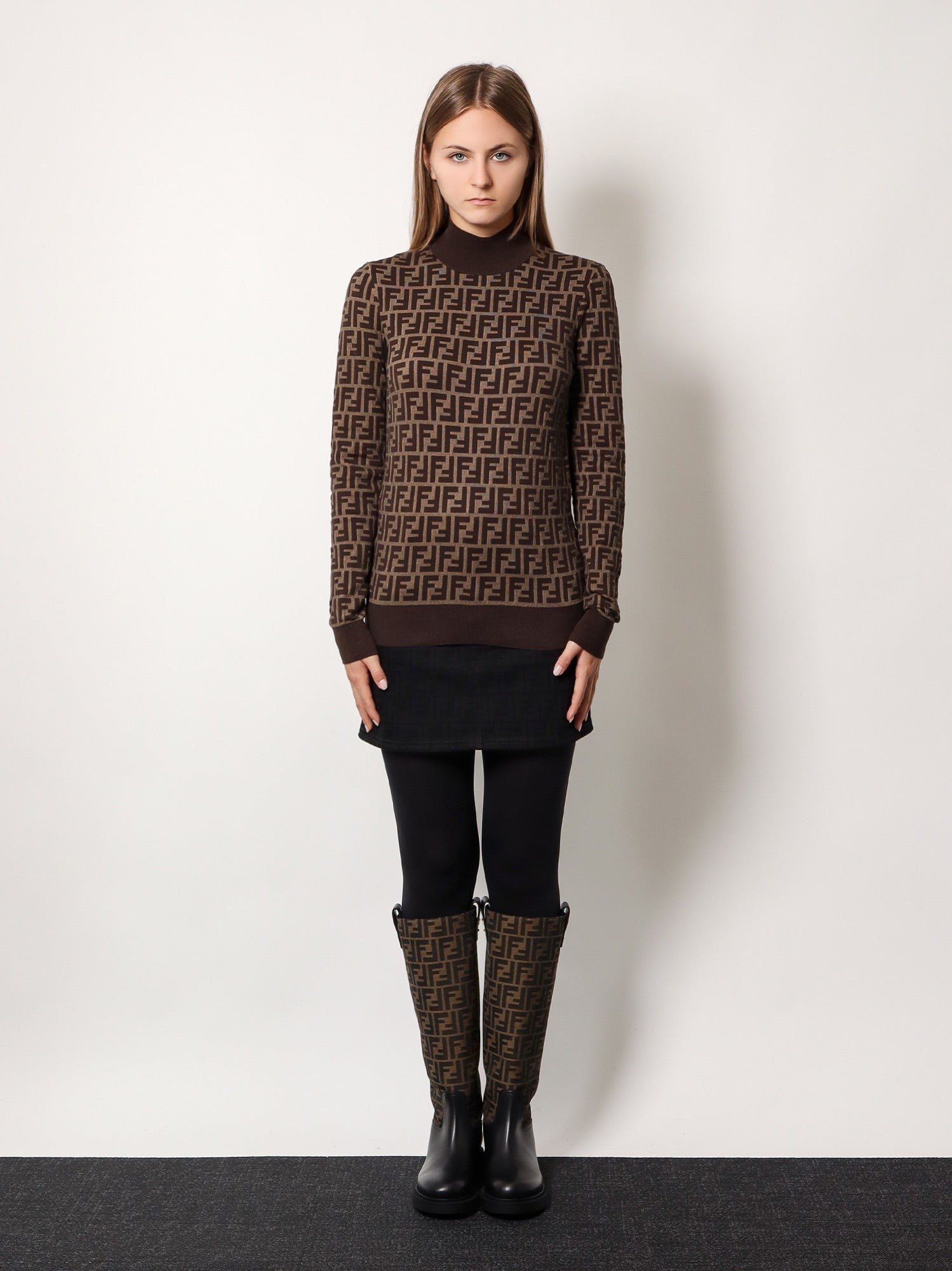 Fendi - Fendi Cotton Sweater With Ff Motif - Woman-&gt;Clothing-&gt;Knitwear