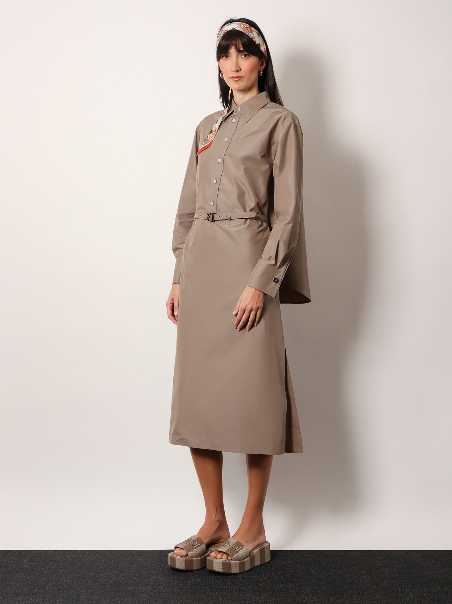 Fendi - Fendi Cotton And Silk Chemisiere Dress - Woman-&gt;Clothing-&gt;Dresses-&gt;Vestiti Lunghi