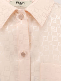 Fendi - Fendi Jacquard Silk Shirt With Ff Chess Motif - Woman-&gt;Clothing-&gt;shirts
