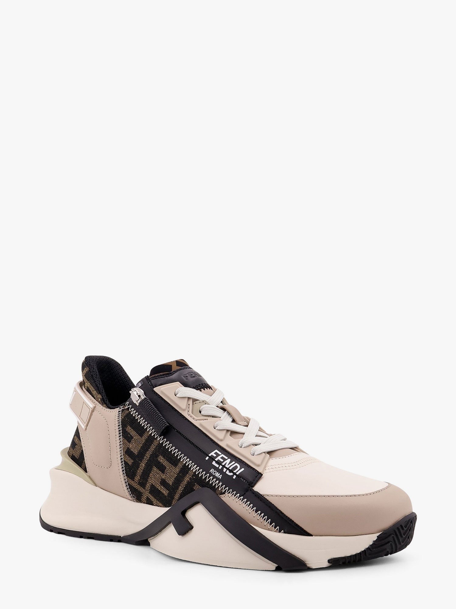 Fendi - Fendi Fendi Flow Leather Sneakers With Ff Motif - Men’s Shoes