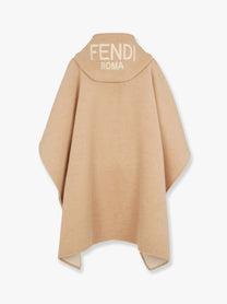Fendi - Fendi Wool And Cashmere Poncho With Leather Profiles - Woman-&gt;Clothing-&gt;Coats