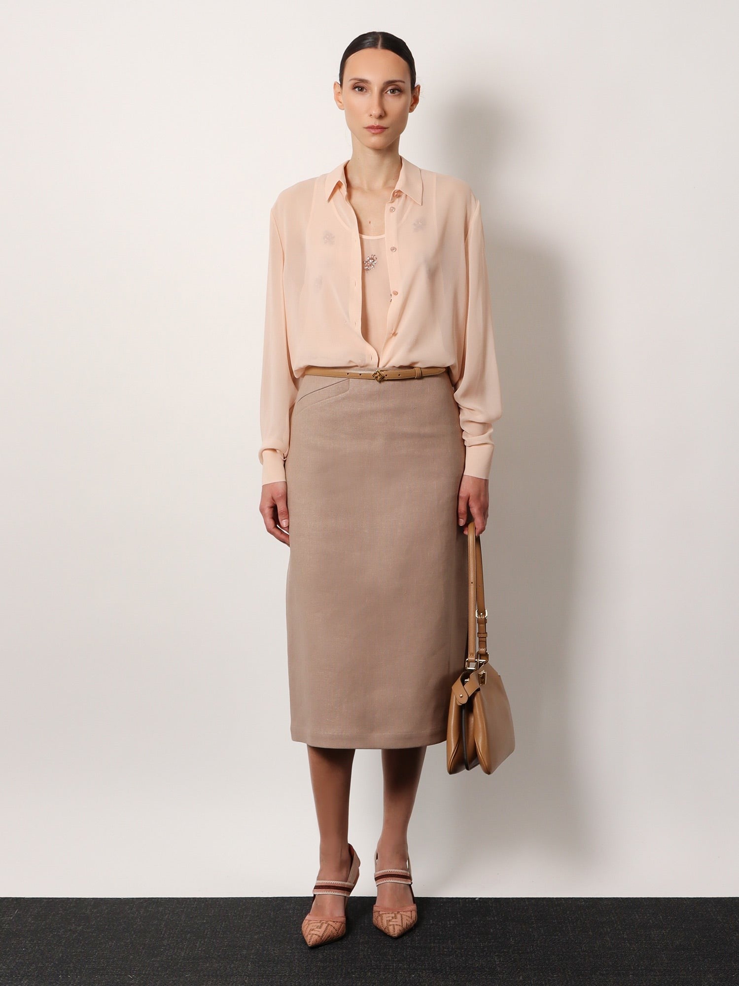 Fendi - Fendi Georgette Top With Rhinestones And Sequins Embroidery - Woman-&gt;Clothing-&gt;T-Shirts and Top