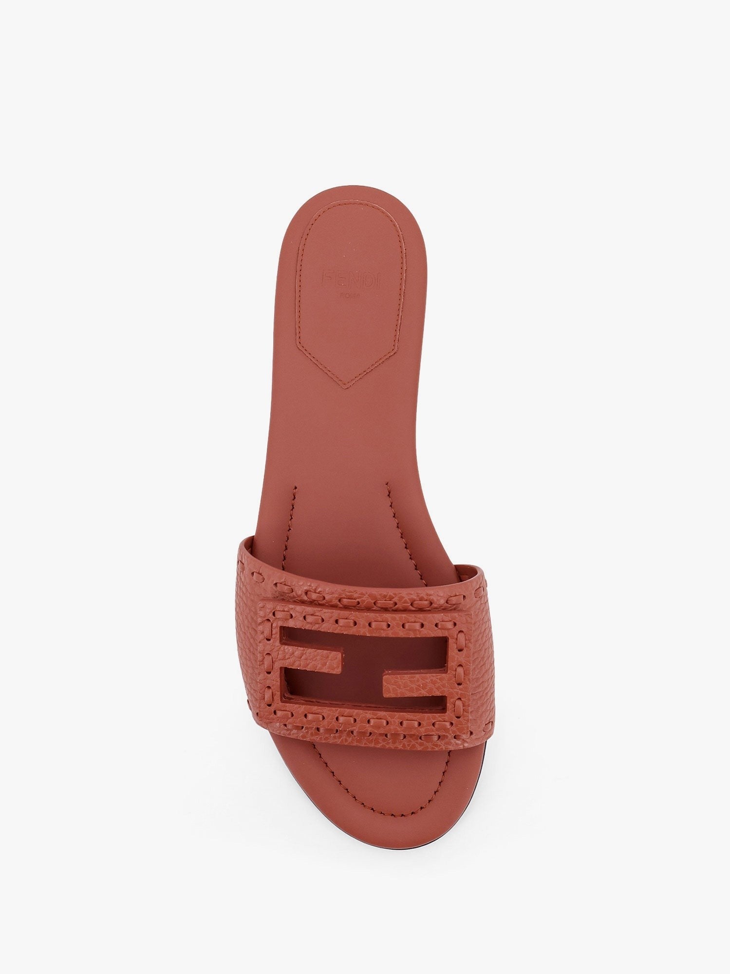 Fendi - Fendi Baguette Leather Slides With Macro Selleria Topstitches - Women’s Shoes