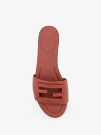 Fendi - Fendi Baguette Leather Slides With Macro Selleria Topstitches - Women’s Shoes