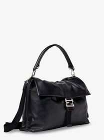 Fendi Men's Fendi Flux Maxi Messenger Leather Crossbody Bag Black