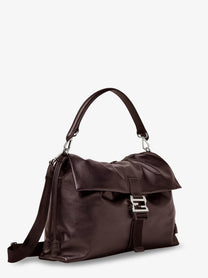 Fendi Men's Fendi Flux Maxi Messenger Leather Shoulder Bag Brown