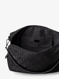 Fendi Men's Fendi Lui Large FF Nylon Crossbody Bag Black