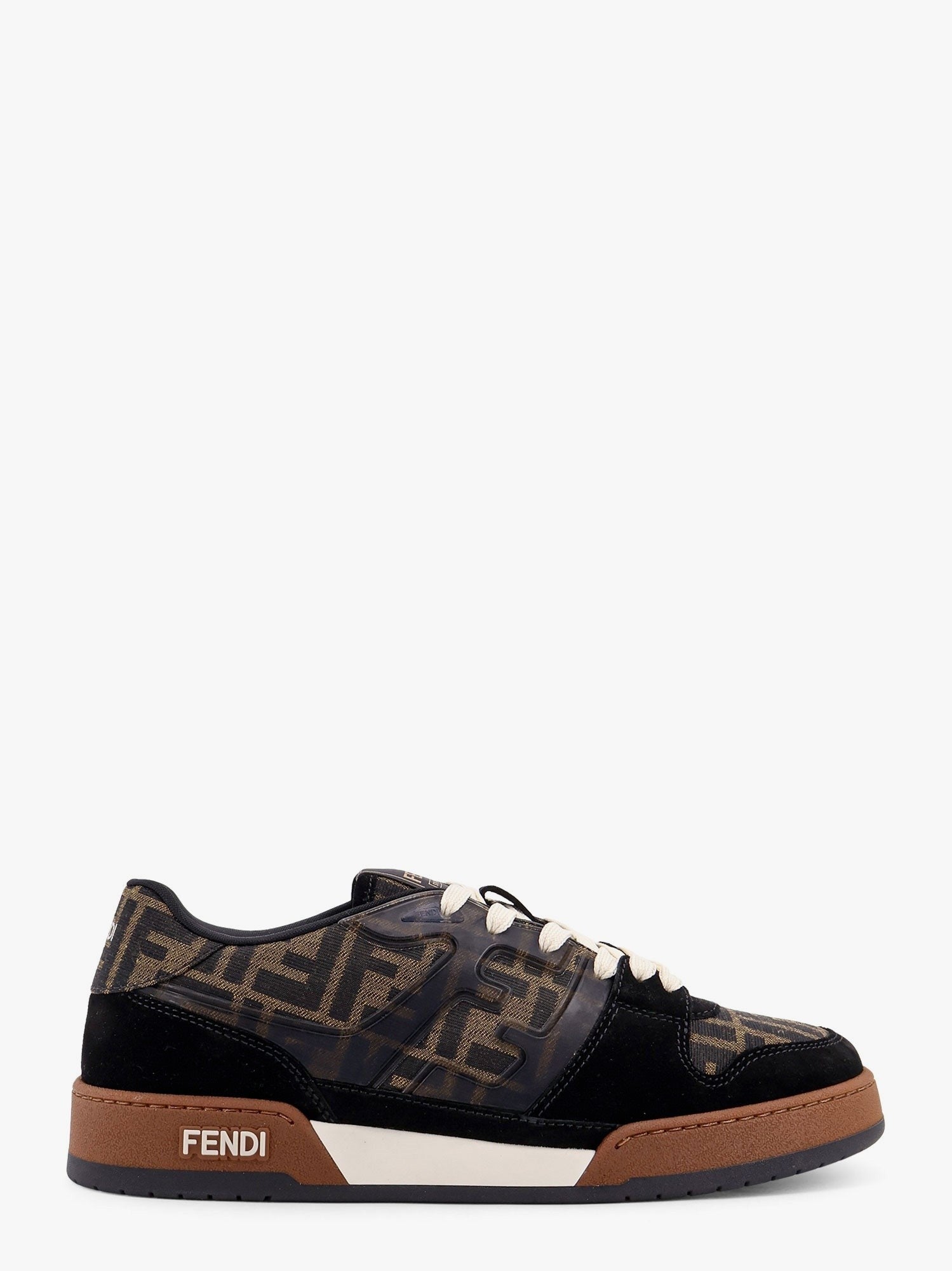Fendi Men's Fendi Match FF Jacquard and Suede Sneakers Black