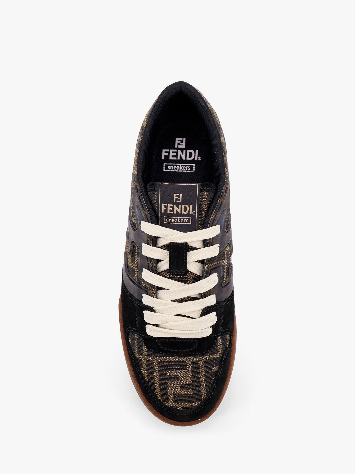 Fendi Men's Fendi Match FF Jacquard and Suede Sneakers Black