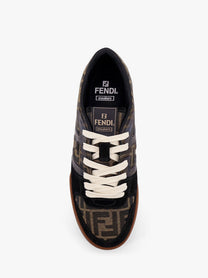 Fendi Men's Fendi Match FF Jacquard and Suede Sneakers Black