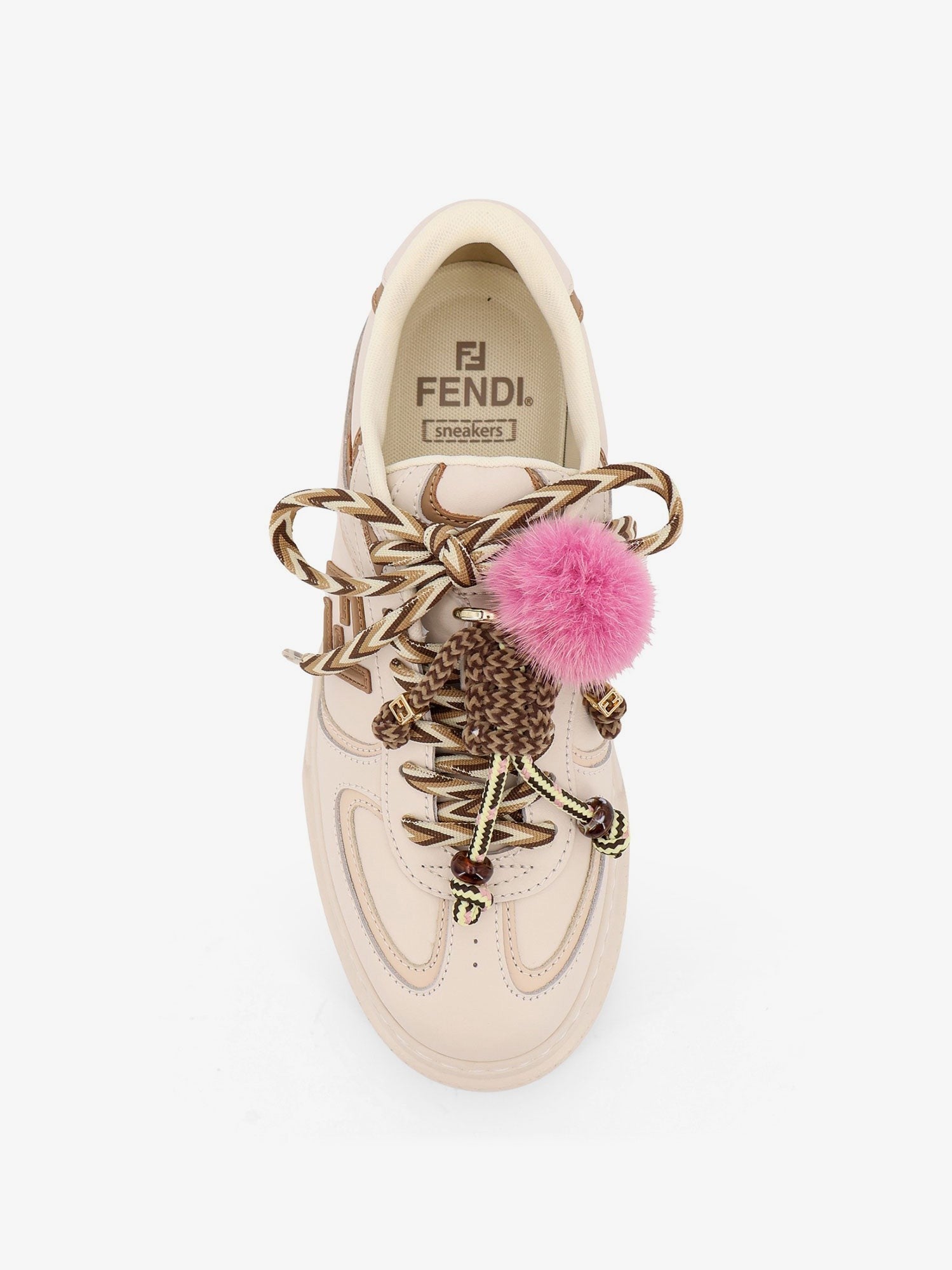 Fendi Women's Fendi Match Leather Platform Sneakers Beige
