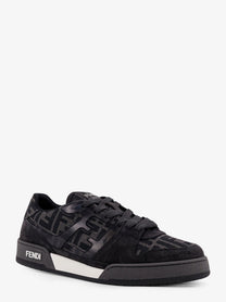 Fendi Men's Fendi Match Sneakers in FF Jacquard Fabric and Suede Grey