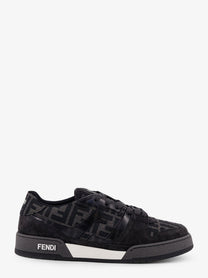 Fendi Men's Fendi Match Sneakers in FF Jacquard Fabric and Suede Grey