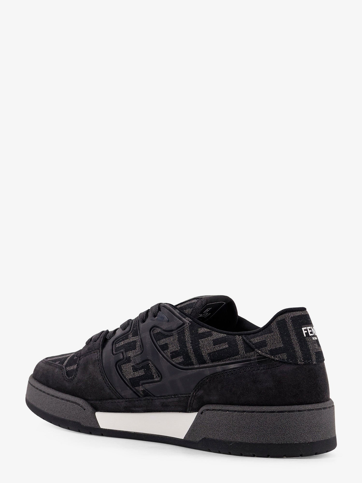 Fendi Men's Fendi Match Sneakers in FF Jacquard Fabric and Suede Grey