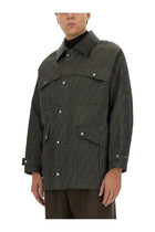 Fendi Men's Blouson in Jacquard Brown, view 4