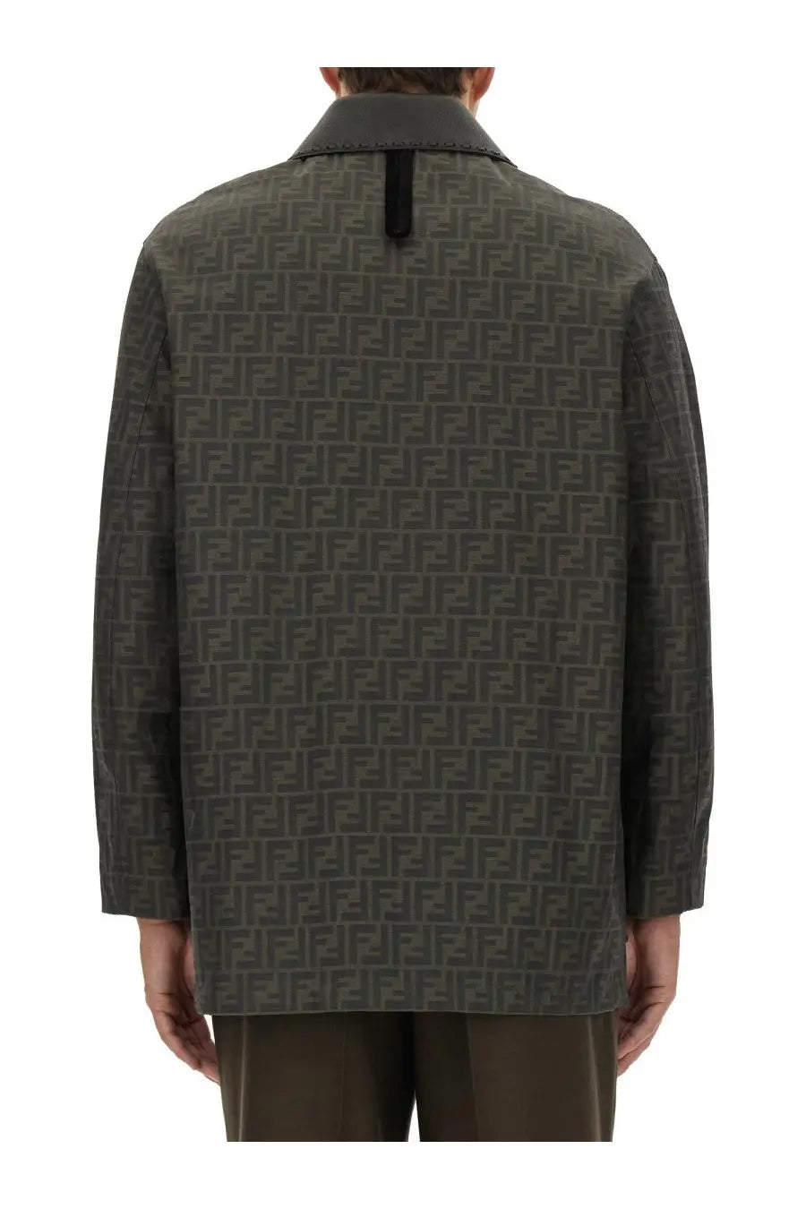 Fendi Men's Blouson in Jacquard Brown, view 3
