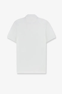 Fendi men’s white cotton polo shirt with short sleeves and classic collar featuring a minimalist design