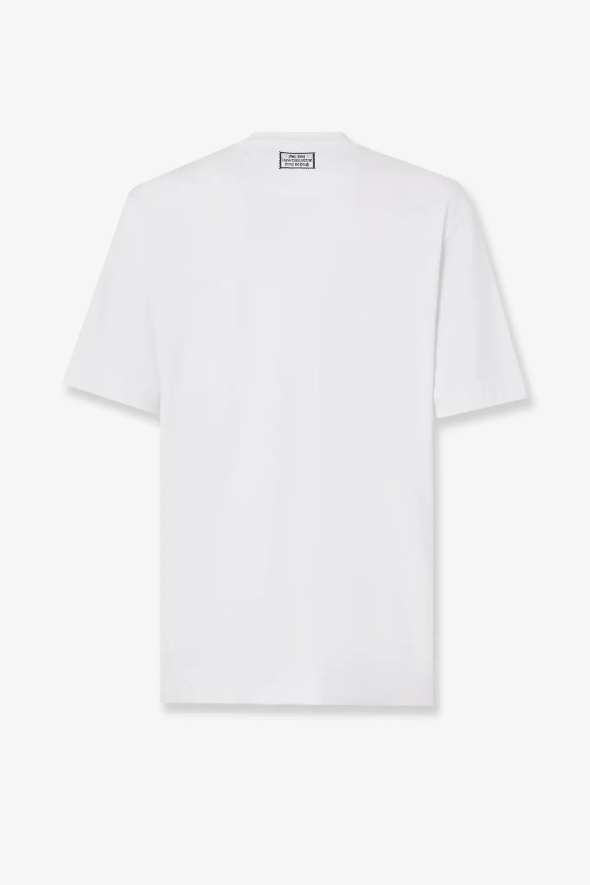 Fendi men’s white cotton t-shirt with minimalist design and small black label at the neckline