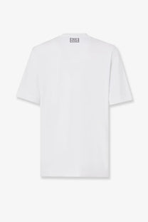 Fendi men’s white cotton t-shirt with minimalist design and small black label at the neckline