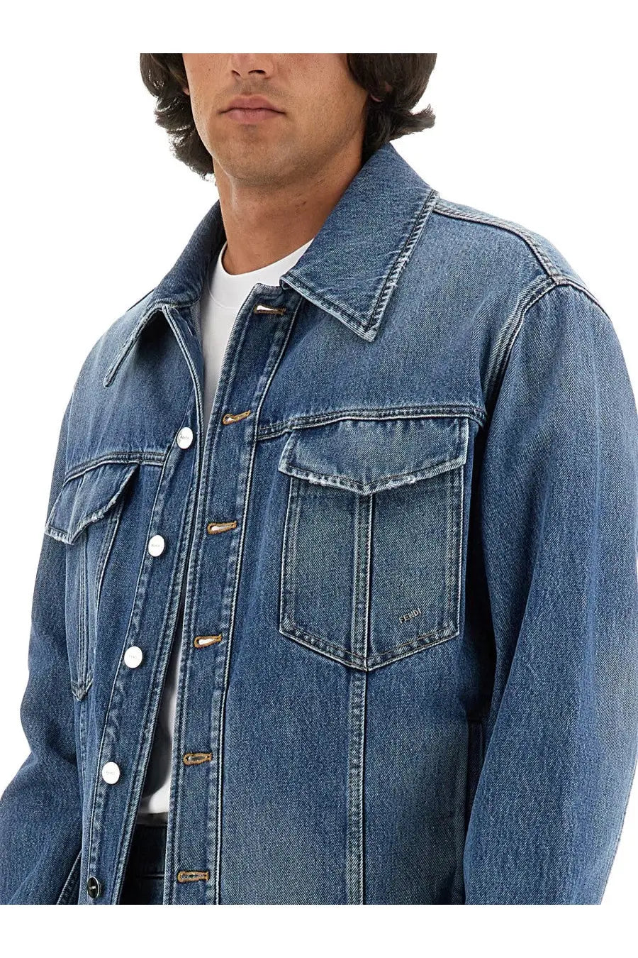 Fendi Men's Denim Jacket Blue, view 4