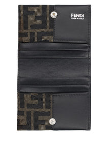 Fendi Men's FF Card Holder with Fascia in Jacquard Black, view 3