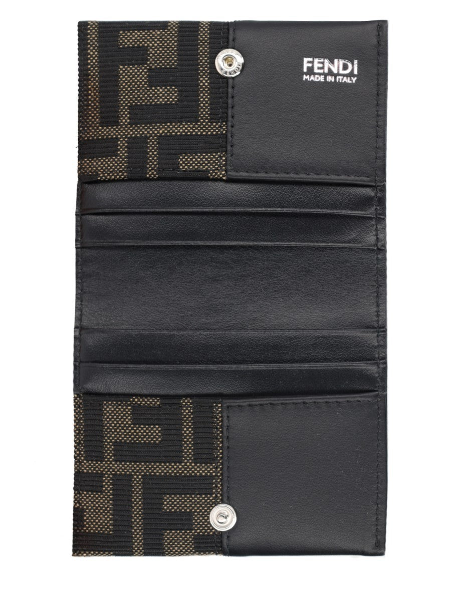 Fendi Men's FF Card Holder with Fascia in Jacquard Black, view 3