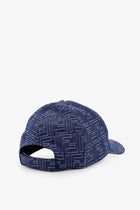 Fendi Men's FF Jacquard Denim Baseball Hat Blue, view 4